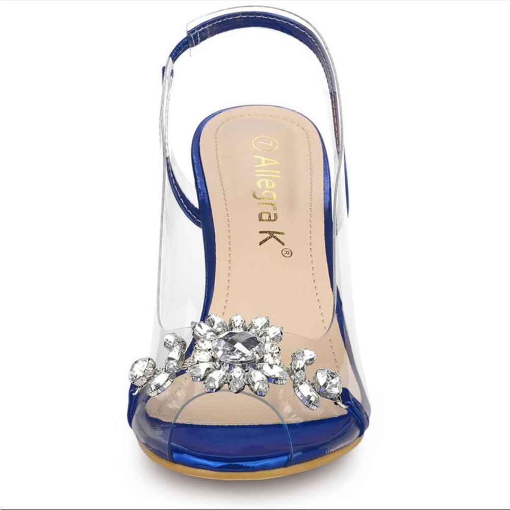 Flower Rhinestone Sandals blue - Picture 5 of 6